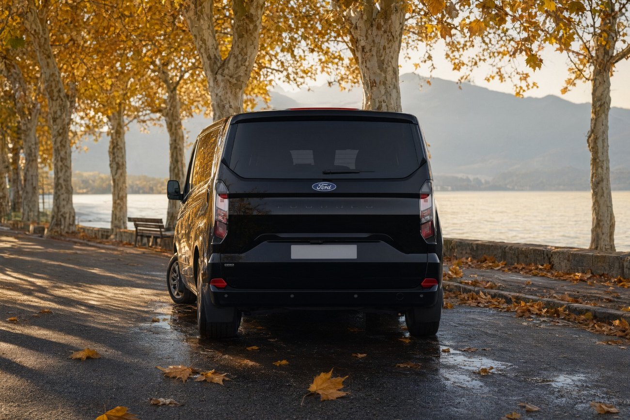 Ford Tourneo Custom noir vu de l'arrière